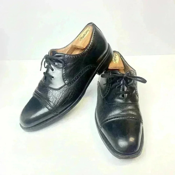 Mezlan Black Cap Toe Oxfords Nicola Dress Shoes Mens Size 10W - Picture 2 of 8